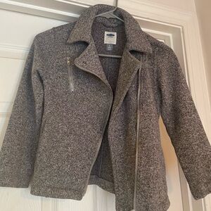 Old Navy Jacket Youth Size Medium (8) Gray Knit Long Sleeve Zip up